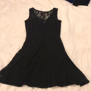 Black lace fit and flare dress
